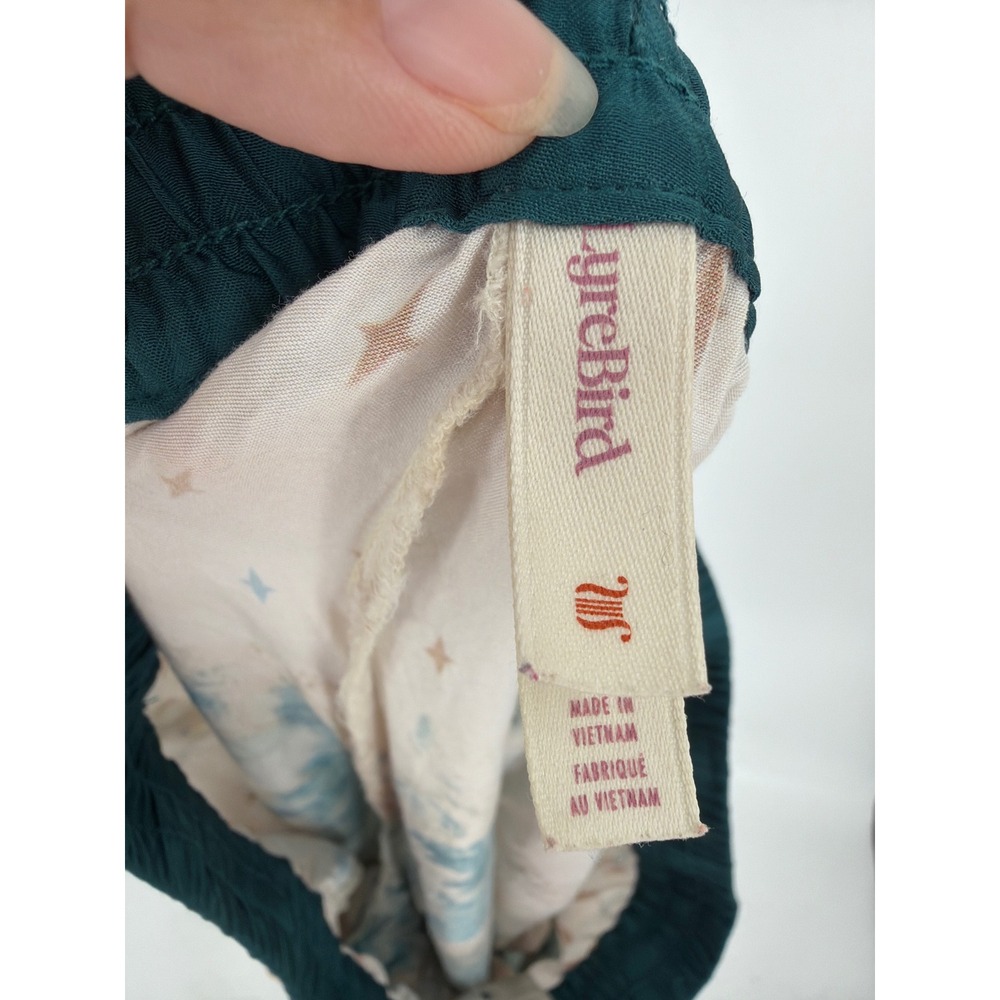 Lyre Bird Anthropologie Scenic Landscape Print Pajama Shorts Teal Cream Medium - Picture 7 of 10